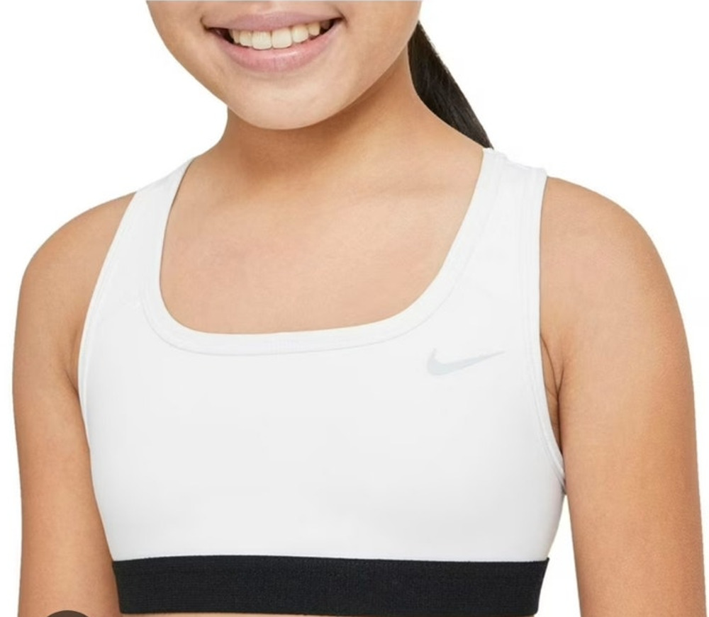 Nike Girl's Pro Sports Bra (White/White/Black, XL) 278